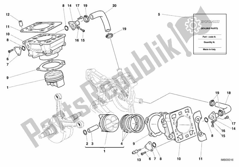 All parts for the Cylinder - Piston of the Ducati Sport ST4 S 996 2001